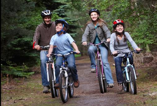 family cycling